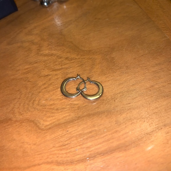 10k Gold and Silver Hoops - Picture 3 of 4